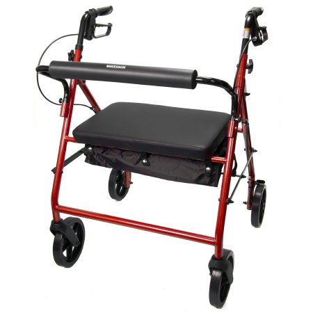 Bariatric 4 Wheel Rollator McKesson Folding Steel Frame