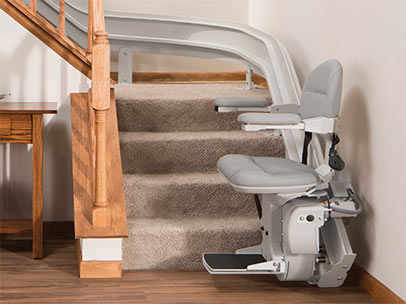 Bruno Elite Curved Stair Lift 2110 for sale from HomeTown Mobility.  Sales and Installation