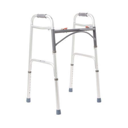 Folding Walker Adjustable Height Frame 350 lb Weight Cap and 32 to 39 Inch Height
